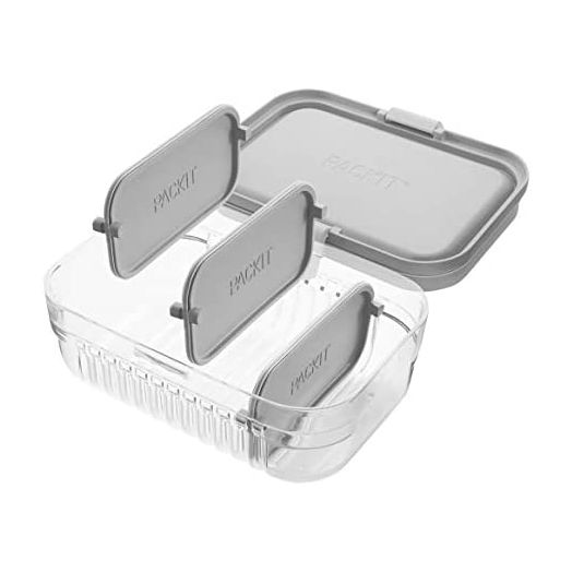 PackIt Mod Lunch Bento Food Storage Container, Steel Gray