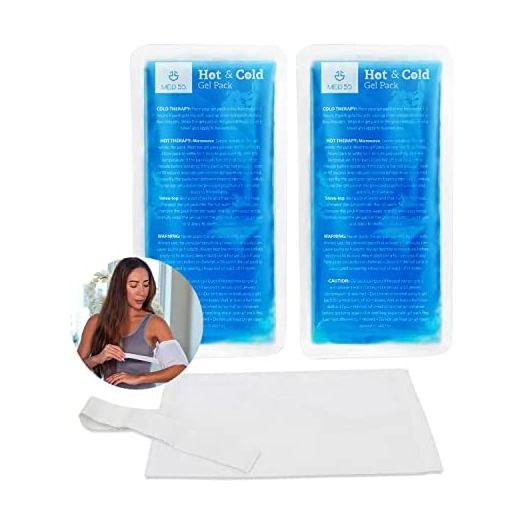 Gel Ice Pack for Injuries Reusable Gel - Hot & Cold Pack Compress Flexible Soft Gel Ice Pack for Back, Shoulder, Elbow, Hip, Knee Pain Relief Therapy for Swelling & Bruising (5x10+Pouch)