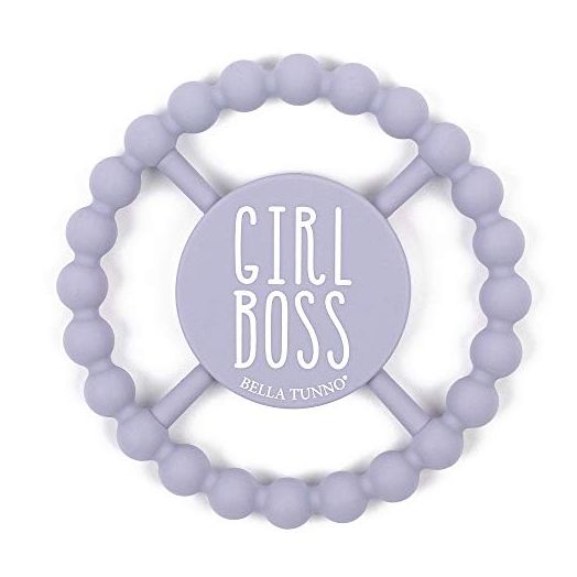 Bella Tunno Happy Teether for Girls - Soft & Easy Grip Teething Ring Perfect for Babies and Teething Toys to Help Soothe Gums, Non-Toxic, BPA Free Silicone Teether, Girl Boss