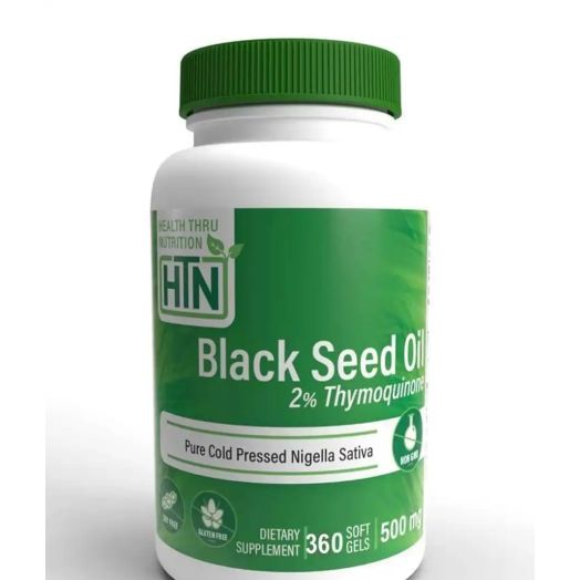 Health Thru Nutrition Black Seed Oil 500 mg - 2% Thymoquinone (Cold Pressed) - 360 Softgels