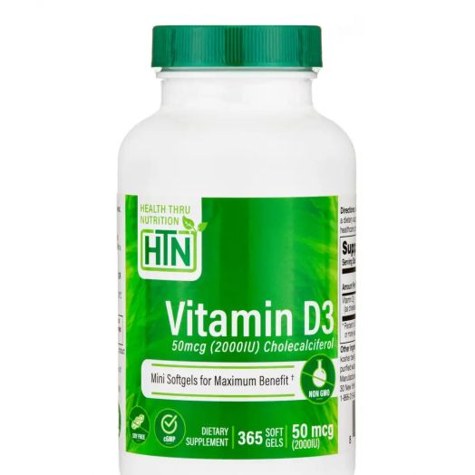 Health Thru Nutrition Vitamin D3 50 mcg (2,000 IU) Cholecalciferol - 365 Softgels