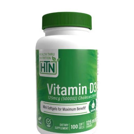Health Thru Nutrition Vitamin D3 125 mcg (5,000 IU) Cholecalciferol - 100 Softgels