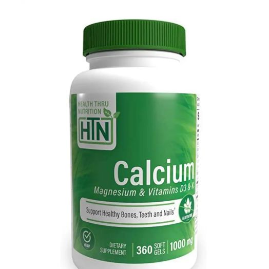 Health Thru Nutrition Calcium 1000 mg and Magnesium 400 mg with D3 100 IU & K - 360 Softgels