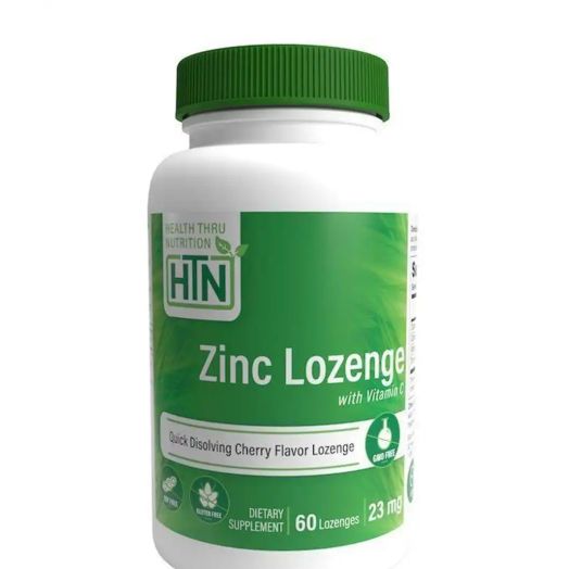 Health Thru Nutrition Zinc Lozenge with Vitamin C 23 mg, Cherry Flavor - 60 Lozenges