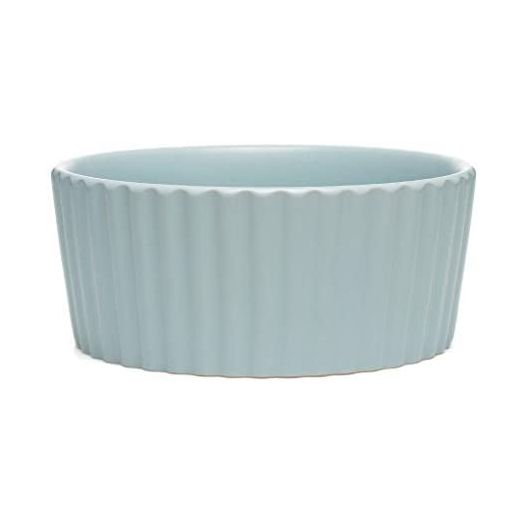 Waggo Ripple Ceramic Dog Bowl for Medium and Large Breeds - Modern with Matte Finish, Heavyweight Durable Pet Food and Water Dish Crock, Dishwasher Safe (Medium, Cloud)