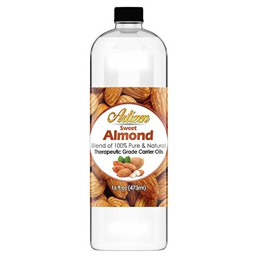 Artizen Sweet Almond Oil - 16oz (Ounce) Bottle (Blend of 100% Pure & Natural) - Perfect Carrier Oil for Diluting Essential Oils - Cold Pressed - Works Great as a Massage Oil, Aromatherapy, More!