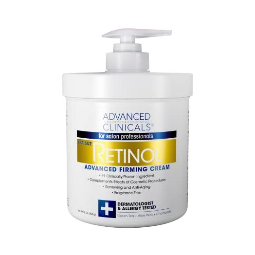 Advanced Clinicals Retinol Cream Face & Body Moisturizer Anti Aging Skin Care Lotion, Moisturizing Formula Helps Erase Appearance Of Fine Lines & Wrinkles, Fragrance Free, Large Spa Size 16 Ounce