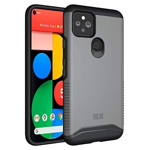 TUDIA DualShield Designed for Pixel 5 Case (2020), [Merge] Shockproof Dual Layer Military Grade Drop Protection Slim Protective Case Cover - Metallic Slate