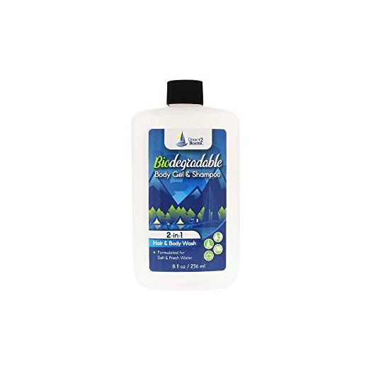 Biodegradable Shampoo & Body Wash Organic 8 oz Bottle Soap - 2-in-1 Hair & Body Wash, For Fresh & Salt Water, No Dies or Fragrances - Organic Body Wash - Travel Size Body Wash, Travel Shampoo