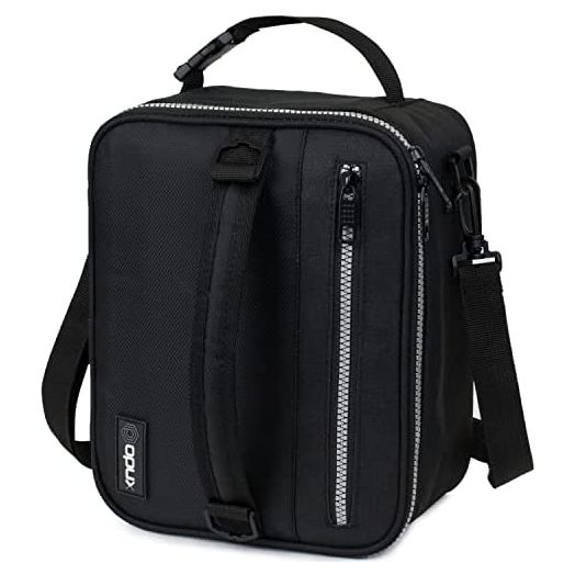 OPUX Premium Insulated Lunch Box for Men, Women | School Lunch Bag for Boys, Girls, Kids | Compact Adult Lunch Pail Work Office Cooler | Soft, Leakproof, 4 Ways to Carry | Fits 12 Cans (Black)