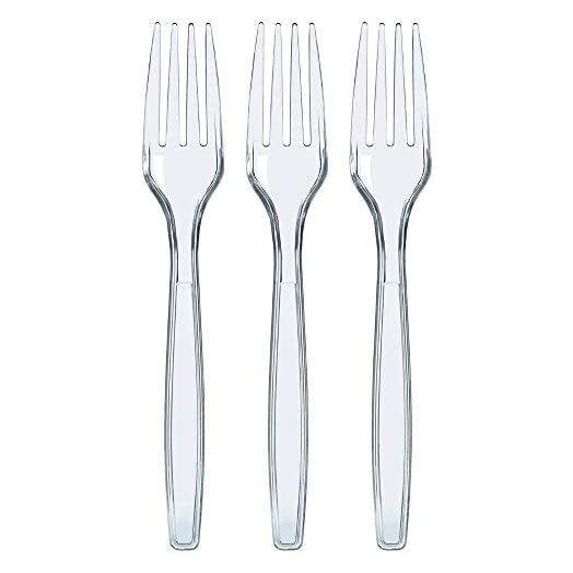 300 Clear Plastic Forks | Heavy Duty Plastic Utensils | Disposable Forks | Fancy Plastic Cutlery | Clear Plastic Silverware Bulk | Nice Disposable Flatware