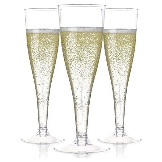 24 Plastic Champagne Flutes Disposable | Clear Plastic Champagne Glasses for Parties | Clear Plastic Cups | Plastic Toasting Glasses | Mimosa Glasses | New Years Eve Party Supplies 2022