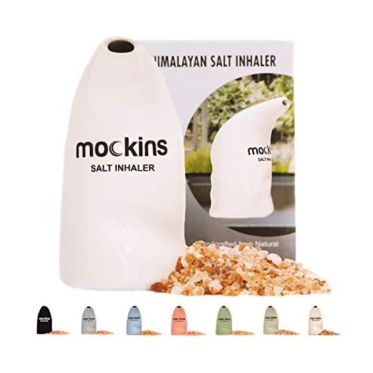 Nevlers Easy to Use Ceramic Salt Inhaler | Includes 5 Oz of Pure Himalayan Pink Salt - White Color | Asthma and Allergy Relief