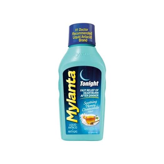 Mylanta Antacid and Gas Relief, Tonight Formula, Honey-Chamomile, 12 Fl Oz (Pack of 1)