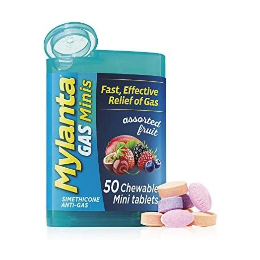 Mylanta Gas Relief Tablets, Gas Minis, Assorted Fruit, 60 Count