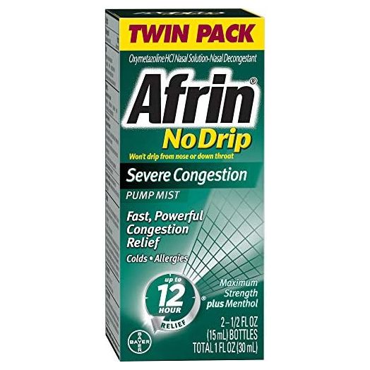 Afrin No Drip Severe Congestion Maximum Strength 12 Hour Nasal Congestion Relief Spray - 2 15 mL Bottles