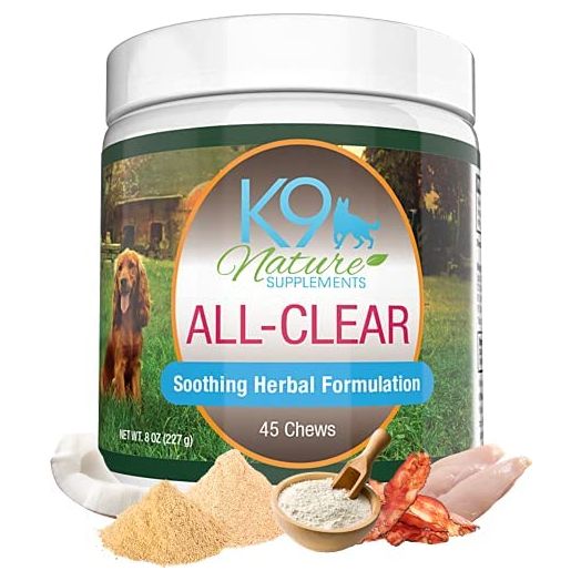 K9 Nature Supplements: All-Clear - Allergy Supplement for Dogs - 45 Chews - Soothing Herbal Formula with Natural Ingredients - Support for Pet’s Seasonal Allergies & Itching - for All Breeds