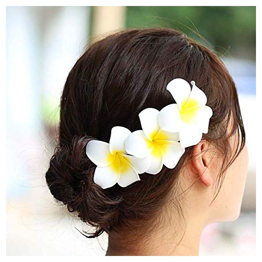 Zoestar Hawaii Plumeria Flower Hair Clips 3pcs Beach Flower Foam Hair Accessory for Women