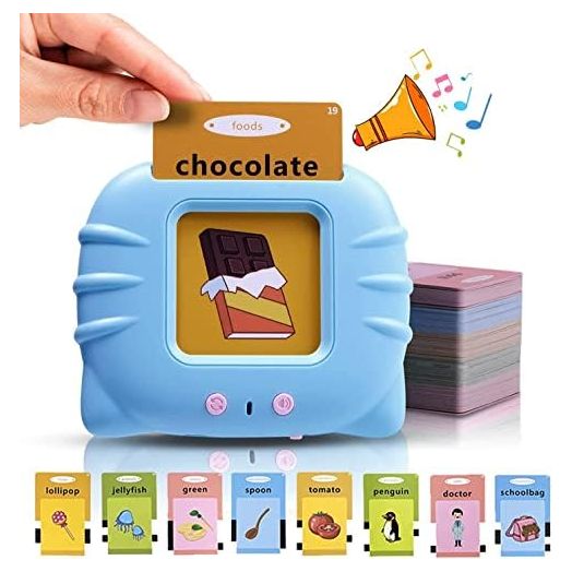 Talking Flash Cards for Children, 112 Cards and 224 Sight Words, Speech Therapy and Travel Toys for Kids, Autism Reading Machine, Preschool Educational Montessori Toys, Learning Animals Shape Color