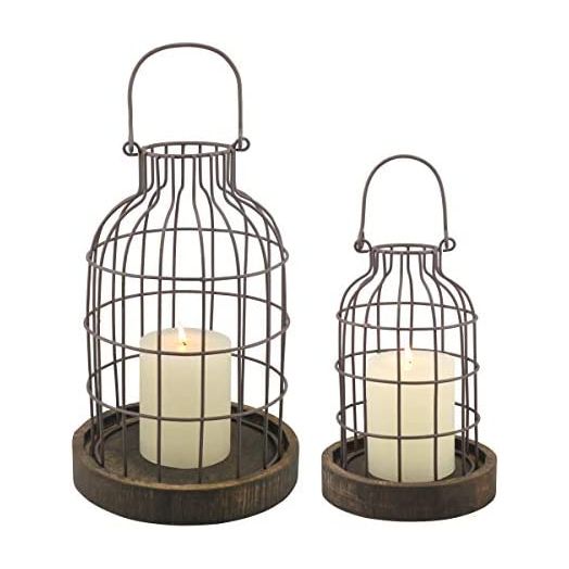 Stonebriar SB-5393C 2PC Wire METAL CLOCHE SET, Set of 2, Brown