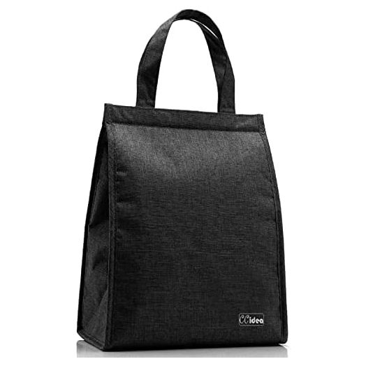CCidea Lunch Bag for Women Men Kids,Insulated Lunch Tote Bag,Lunch Box Soft Cooler Tote Bags for School or Travel ( Black with Velcro )