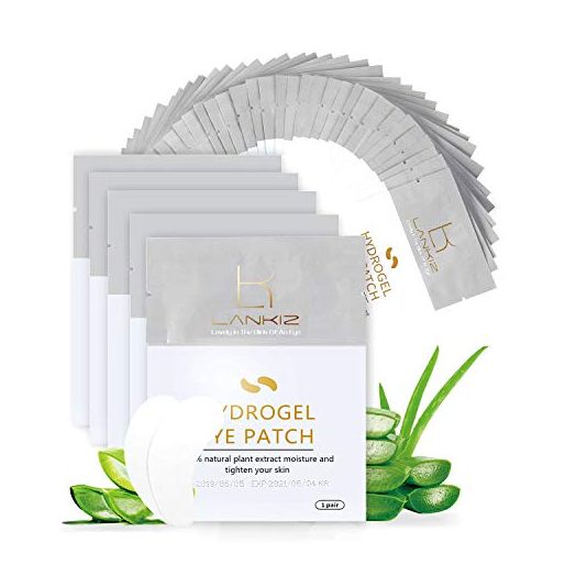 LANKIZ Eye Pads for Lash Extensions Under Eye Gel Pads for Eyelash Extensions Lint Free Hydrogel Eye Patches Eyelash Extension Supplies 100 pairs
