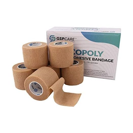Self Adherent Cohesive Bandages Wrap 6 Count 2" x 5 Yards, Medical Tape, Adhesive Flexible Breathable First Aid Non Woven Rolls, Stretch Athletic, Ankle Sprains & Swelling, Sports