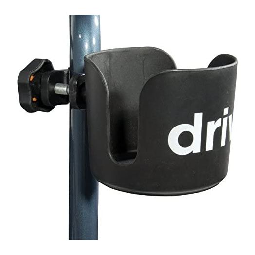 Drive Medical Universal Clamp-On Cup Holder For Walker, Rollator, & Wheelchair, 3 x 3 Inch, Black