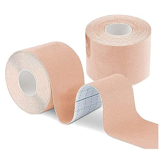 Boob Tape Skin Color (DIY Lift Boob Job, Push up Breast) Kinesiology Tape Body Tape, Breast Tape, Bra Tape, Foot Tape, Professional Grade Cloth and Waterproof, 5m x 5cm with 2 Pack