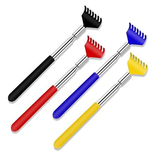 Back Scratcher UNOOE Back Scratchers for Men Women Metal Back Scratcher Retractable Extendable to 27 inches for Itch Relief with Carry Bag Portable in Travel Office Home (4 PCS)