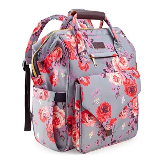 Kaome Diaper Bag Backpack, Upgraded Large Capacity Multifunction Nappy Bags, Waterproof Baby Bag Floral Insulated Durable Travel Maternity Back Pack for Baby Girls with Diaper Pad Bottle Bag (Floral)