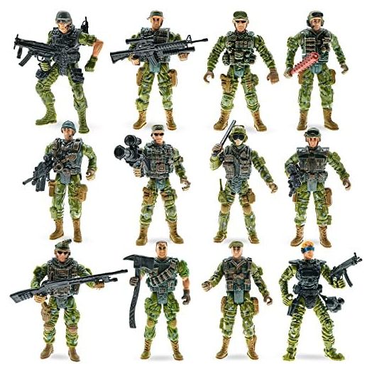 Army Men Action Figures Toy Soldiers Military Playset with Digital Camo - US Special Forces Group Toys for Kids Boys,12 Pcs,Best Age 6 7 8 9 10