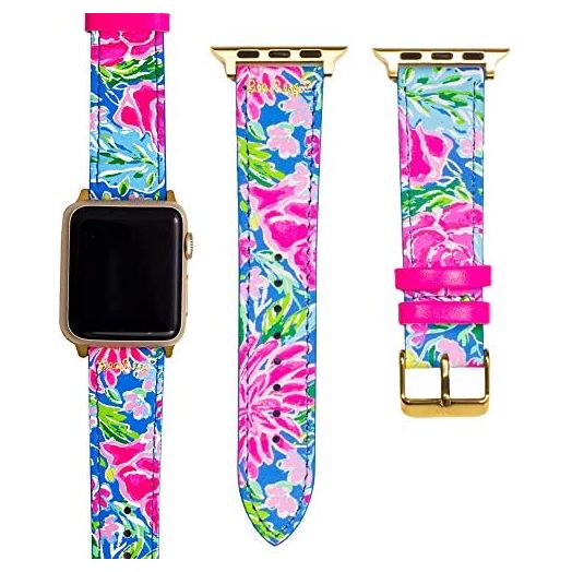 Lilly Pulitzer Genuine Leather Watch Band Sized to Fit 38mm & 40mm Smartwatches Compatible with Apple Watch Series 1-6