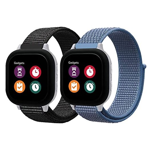 2 Pack Nylon Bands Compatible with Gizmo Watch 3 2 1/Gabb Watch 3 2 1/SyncUP Watch Band for kids,20mm Kid's Size Soft Breathable Hook & Loop Smartwath Band Replacement for Boys & Girls