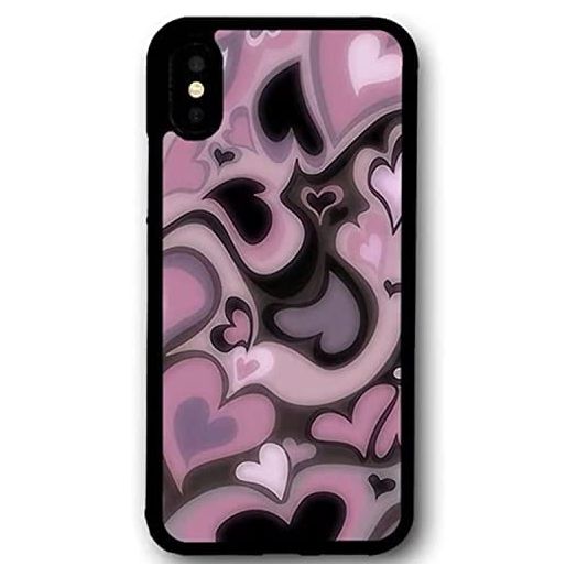 MOKENS Cute Phone Cases Aesthetic Purple Pink Heart Phone Case Protective Compatible with iPhone 11
