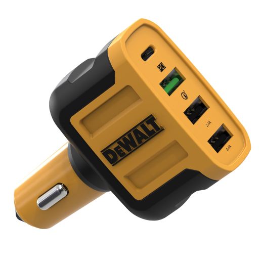 DEWALT 4-Port Mobile USB PD Charger, 60W USB Car Charger, Multi Port Type C USB Car Charger Adapter QC 3.0 Port