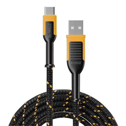 DEWALT Type C to USB Cable — Reinforced Braided Cable for USB to USB-C — Type C Fast Charging USB-C to USB-A Cable — Fast Charging Cord Type C — 6 ft