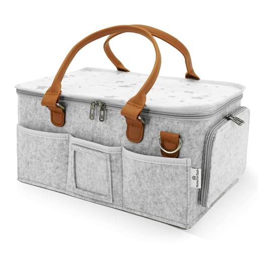 Home For Each - Portable Diaper Caddy Storage Bag with Roll Lid and Removable Dividers, Caddy Organizer for Nursery, Changing Table, Car and More, Travel-Friendly Baby Caddy for Infant Essentials