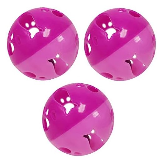 Cat Ball Toy with Bell Larger Size, Bells Jingle as Balls Roll, 3 Pack, Set of 3 Cat Toys for Small or Large Cats, or Other Animals (Pink - 3 Pack)