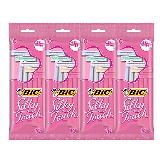 BIC Silky Touch Women's Twin Blade Disposable Razor, 10 Count - Pack of 4 (40 Razors)