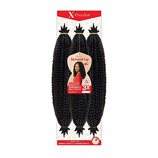 Outre Crochet Braids X-Pression Twisted Up 3X Springy Afro Twist 24", 1B (1 Pack)