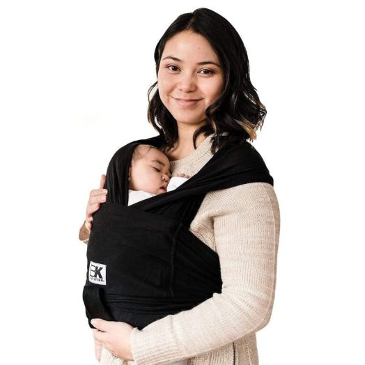 Baby K'tan Baby Wrap Carrier - Pre Wrapped and Simple as 1-2-3, Pillowy Soft, Slip On - Not Like Any Newborn Sling, No rings, No tying, No Buckles - Original Black (Large)