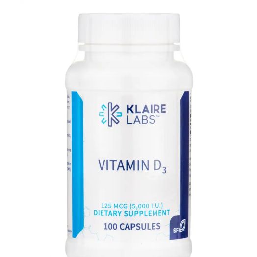 Klaire Labs Vitamin D3 5000 IU - 100 Capsules