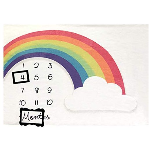 Baby Monthly Milestone Blanket, 40×60 Inches Infant First Year Rainbow Milestone Blanket, Flannel Fleece, Photography Backdrop Photo Prop for Boy Girl