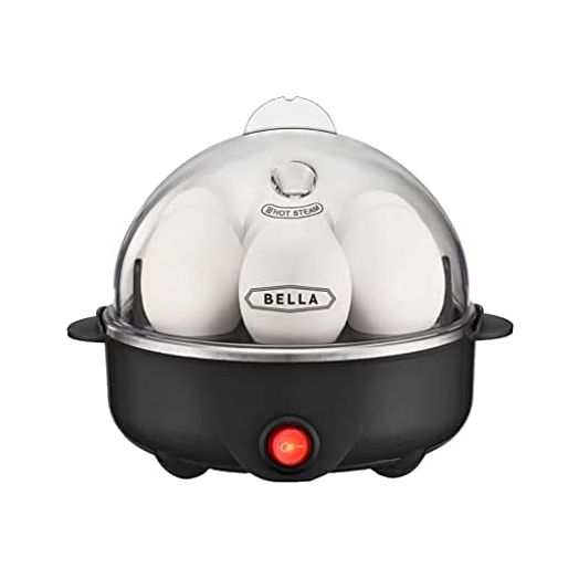 BELLA 17283 Cooker, Rapid Boiler, Poacher Maker Make up to 7 Large Boiled Eggs, Poaching and Omelete Tray Included, Single Stack, Black
