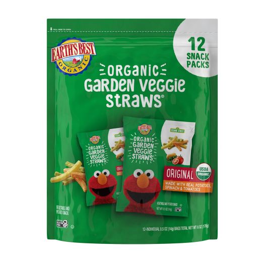Earth's Best Organic Sesame Street Original Garden Veggie Straws, 0.5 oz. Bag, 12 Count
