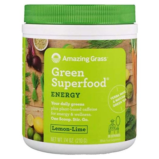 Amazing Grass Energy Green Superfood Lemon Lime Flavor, 7.4-Ounce Tub