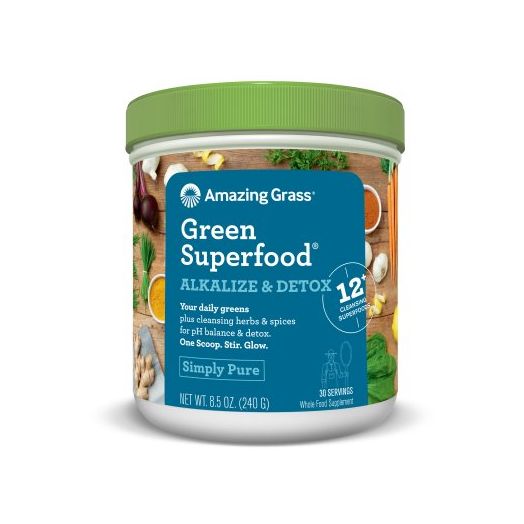 Amazing Grass Alkalize & Detox Green Superfood Powder, Simply Pure, 8.5 Oz