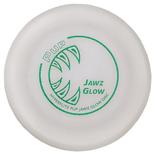 Hyperflite Pup Jawz Dog Flying disc • World's Toughest Canine Competition-Approved Flying disc • Best Competition Flying disc Toy for Pets • Puncture Resistant • 7 Inch • Glow-in-The-Dark