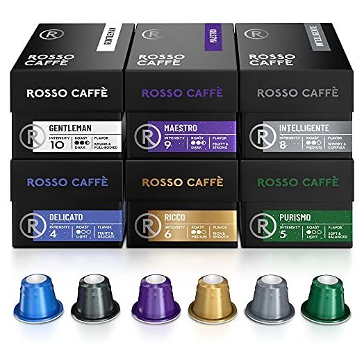 Rosso Coffee Capsules for Nespresso Original Machine - 60 Gourmet Espresso Pods, Compatible with Nespresso Original Line Machines (Variety 60)